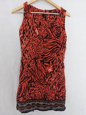 Dorothy Perkins Leopard Tiger Pattern Mix Red Mini Dress Size 10 Party Sexy