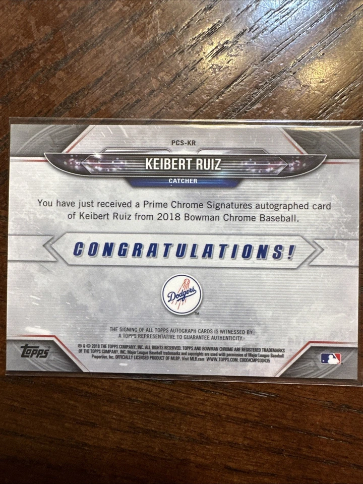 2018 Bowman Chrome Prime Signatures /50 Keibert Ruiz #PCS-KR Auto - Image 3 of 3