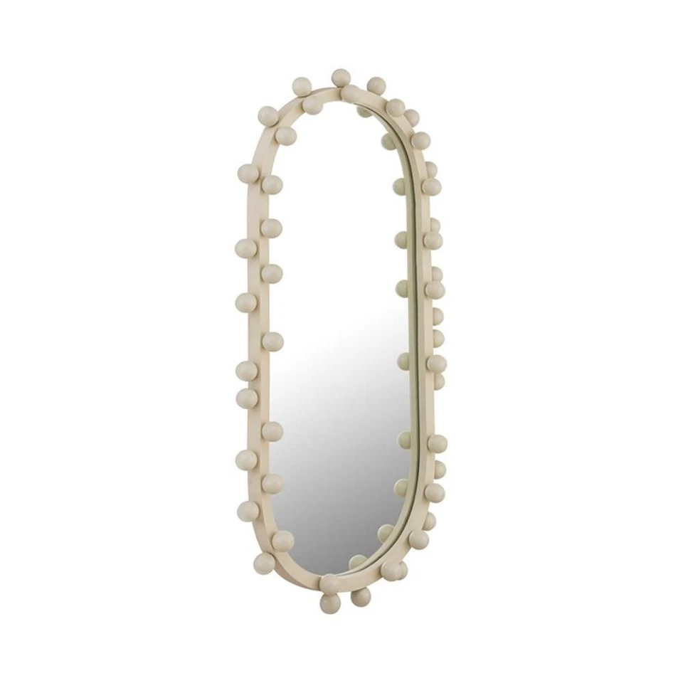 Pemberly Row Contemporary Bubbles Ivory Oval Metal Wall Mirror - Image 3 of 4