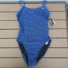 TYR Durafast Elite Women's Lapped Cutoutfit Blue One Piece Swim Sz 36 New