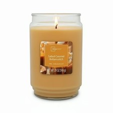 Vela tarro de vidrio perfumado de una sola mecha Mainstays, caramelo salado caramelo