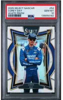 2025 Select Nascar Corey DAY #54 Grandstand White Prizm GEM MT 10  98/99 