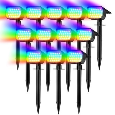 Solar Spot Lights Outdoor Color Changing, [7 Mode/12 Pack] Christmas Landscap...