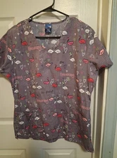 Zoey & Chloe "Flamazing" Flamingo Scrub Top Size M
