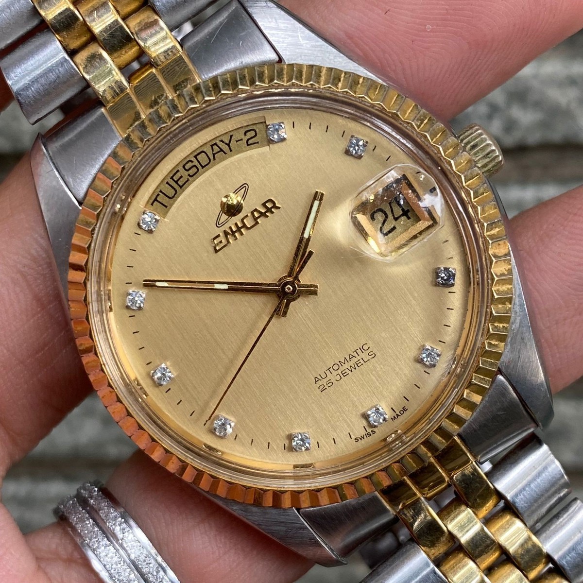 Enicar Automatic Watch Enicar Day Date RARE Enicar President Two