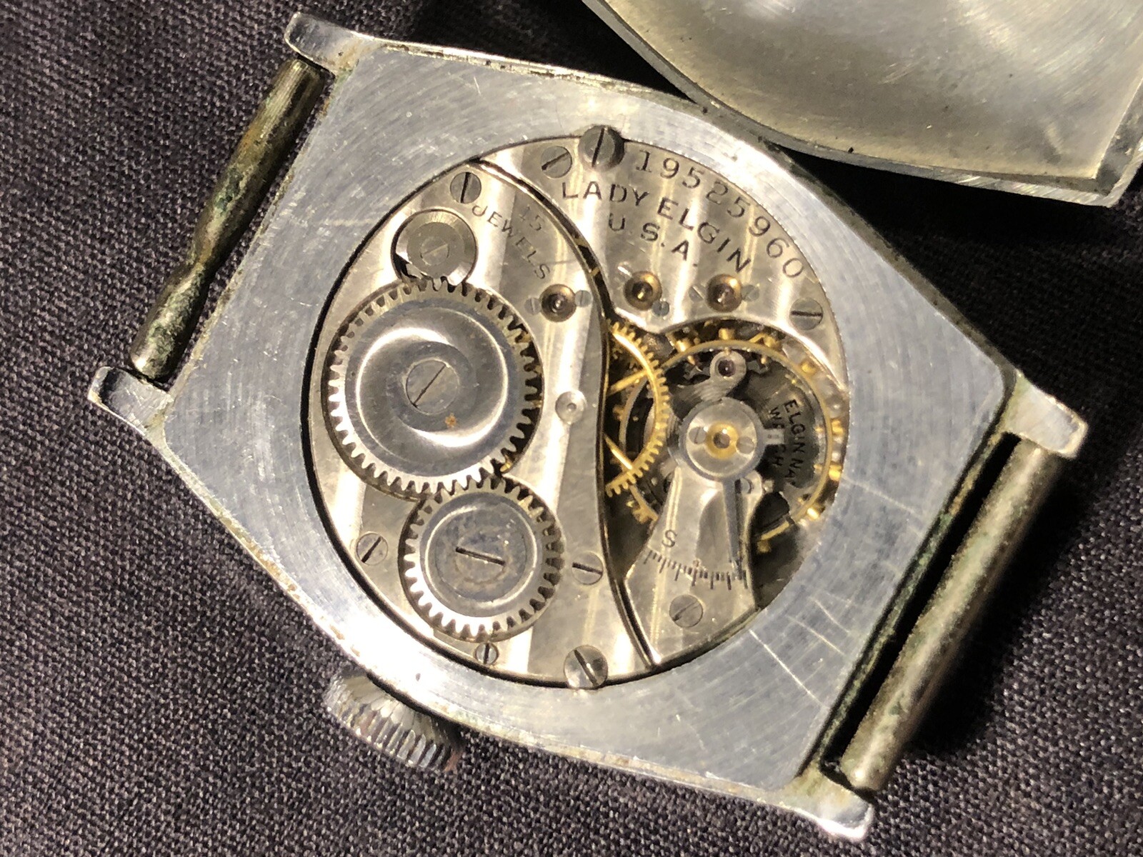 Vintage Art Deco Lady Elgin Tank Watch 15 Jewels Mechanical Repair/Parts