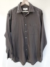 Vintage 80's Givenchy Monsieur Casual Button-Front Shirt Med Gray Striped 12249