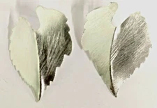 Silver Leaf brass leafy affair fashion jewellery white earrings 