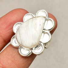Howlite Gemstone 925 Sterling Silver Handmade Jewelry Ring Size 7