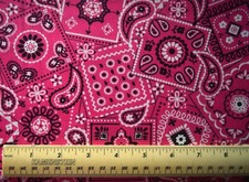 By the 1/4 yard 9" x 44" cotton fabric Pink Bandana by Waverlly quilting crafts