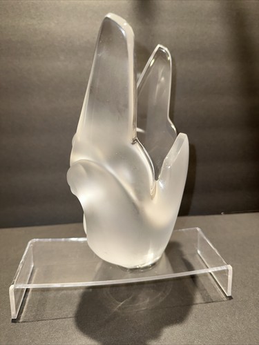 Lalique France Doves Sylvie Love Birds mattierte Kristallvase Orig. Etikett & signiert - Bild 5 von 10
