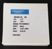 NIB ASHCROFT 45W1000 H 02L 100 PRESSURE GAUGE 4-1/2", 0-100PSI, 1/4" NPT