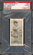 1928 Yuengling's Ice Cream Baseball #36 Sam Rice PSA 2