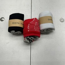 Shein 3 Pack Black Red White Grippy Quarter Socks Kids One Size