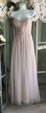 Womens WTOO Formal Prom Wedding Strapless Ruched Tulle Dress Mocha Blush Size 4