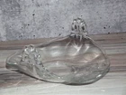 Vintage Depression Clear Glass Bon-Bon Dish With Handles & Curved Sides B61