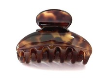 French Tokyo Brown Hand-Painted NO Spring Hair Claw Celluloid Tortoise Clip P57