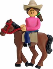 Horseback Riding Ornament brunette female PERSONALIZED FREE