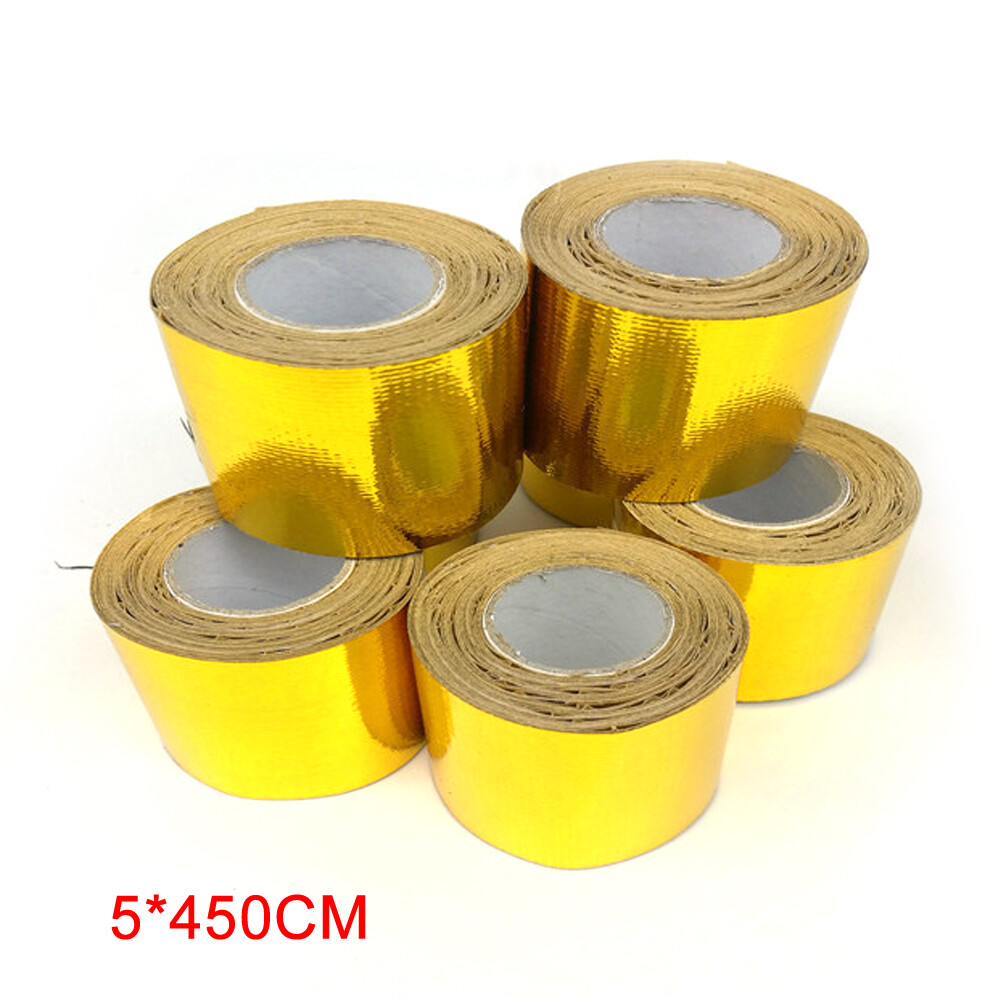 1X Adhesive Reflective Wrap Gold Heat Shield Tape Thermal Car Engine 2
