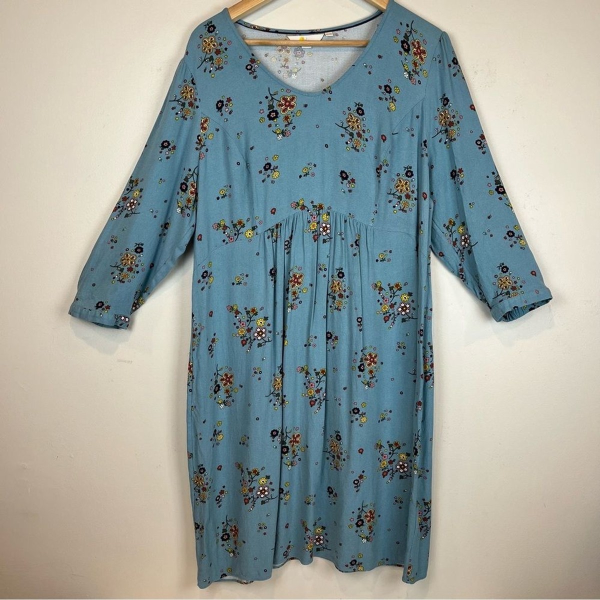 boden blue floral dress Boden Girls Broderie Pocket Jersey Dress in Blue