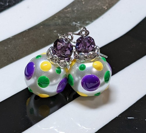 Mardi Gras Earrings for Woman Louisiana New Orleans Festival Drop Dangle Earring - Picture 9 of 10