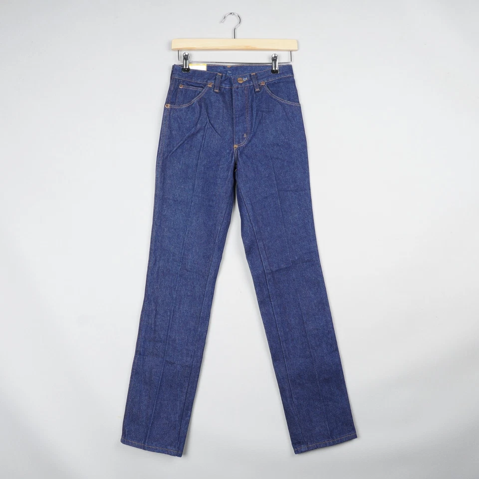 Vintage Wrangler Jeans Womens W26 L32 Blue Slim Pleated Made in UK Deadstock B56 - Image 2 of 4