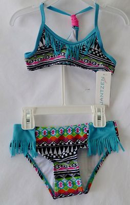 Bikini Swimwear by Jantzen Aqua, Green, Pink and Black Geometric 2 piece  size 4