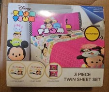 Disney Tsum Tsum 3pc Twin Sheet Set New With Tags Micky Stitch Tigger Minnie