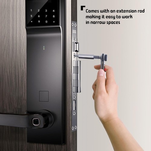Ratcheting Right Angle Screwdriver Hex Drive 90 Degree Offset +10pc Bits Set+Rod - Picture 7 of 7
