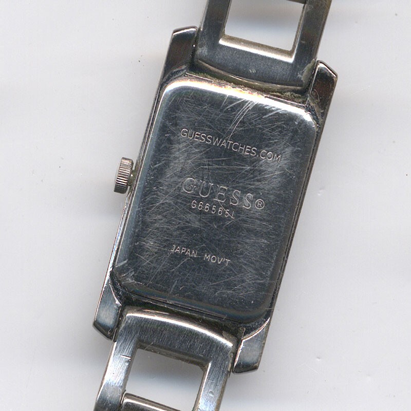 Ladies Vintage Guess Silver-Tone Rectangular Quartz Watch  display picture 2