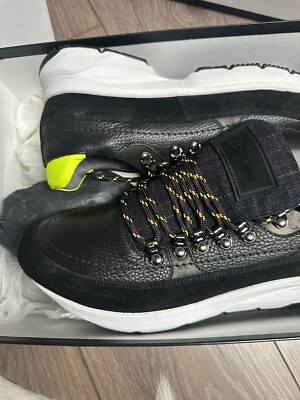 Pollini Herren Sneakers Schwarz Neon Leder 41