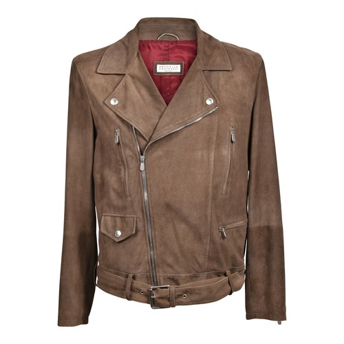 Brown Leather Suede Biker Jacket 