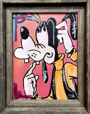 CORBELLIC EXPRESSIONISM 14X11 GOOFY DISNEY DOG ABSTRACT FRAMED ART MODERN HOME