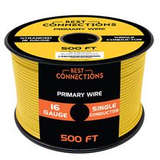 16 Gauge Car Audio Primary Wire 500ft  Yellow   Remote, Power/Ground Electrical