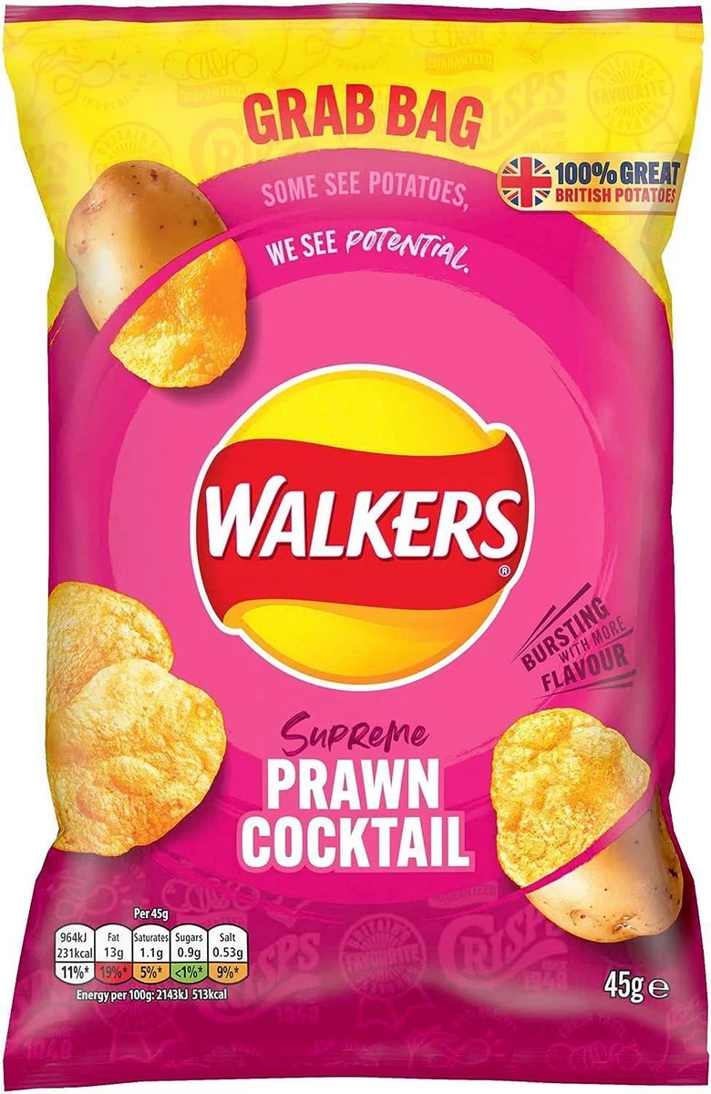 Walkers Crisps Grab Prawn Cocktail 32x45g eBay