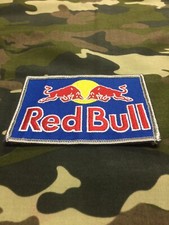 RED BULL PATCH WITH GENUINE 3M ADHEASIVE HOOK BACK SEE PICTURES