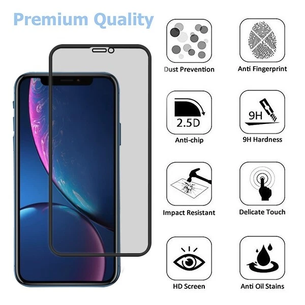 For iPhone 11 /Pro /Max Anti-Spy Peep Tempered Glass Screen Protector Privacy - Image 4 of 4