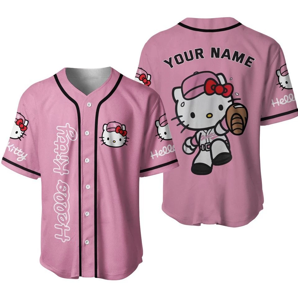 Hello Kitty Baseball Jersey, Custom Hello Kitty Fan Baseball Jersey Shirt