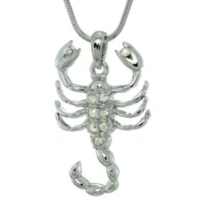 Scorpion Made With Swarovski Crystal Zodiac Desert AB Color Necklace Chain 