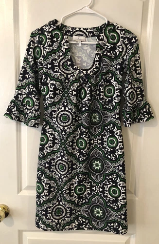 Women’s JUDE CONNALLY Size XS 3/4 Bell Sleeve Dress MEDALLIONS FLORAL