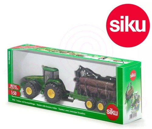 SIKU No 1954 1:50 John Deere 8430 Tractor & Forestry Trailer c/w Logs Crane Grab - Picture 3 of 3