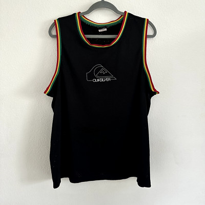 Quicksilver Black Mesh Sleeveless Jersey Surf Tank Top Activewear Men's Size XL