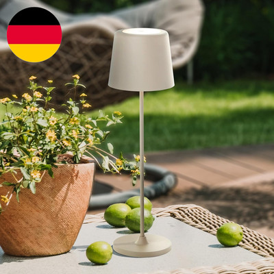 Lightbox LED Tischlampe Für Innen & Außen | 37 Cm / 23 Cm Höhe, Ø 10 Cm | Beige 