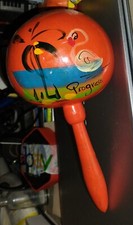 VINTAGE HANDCRAFTED, HAND PAINTED WOODEN GOURD MEXICAN MARACA