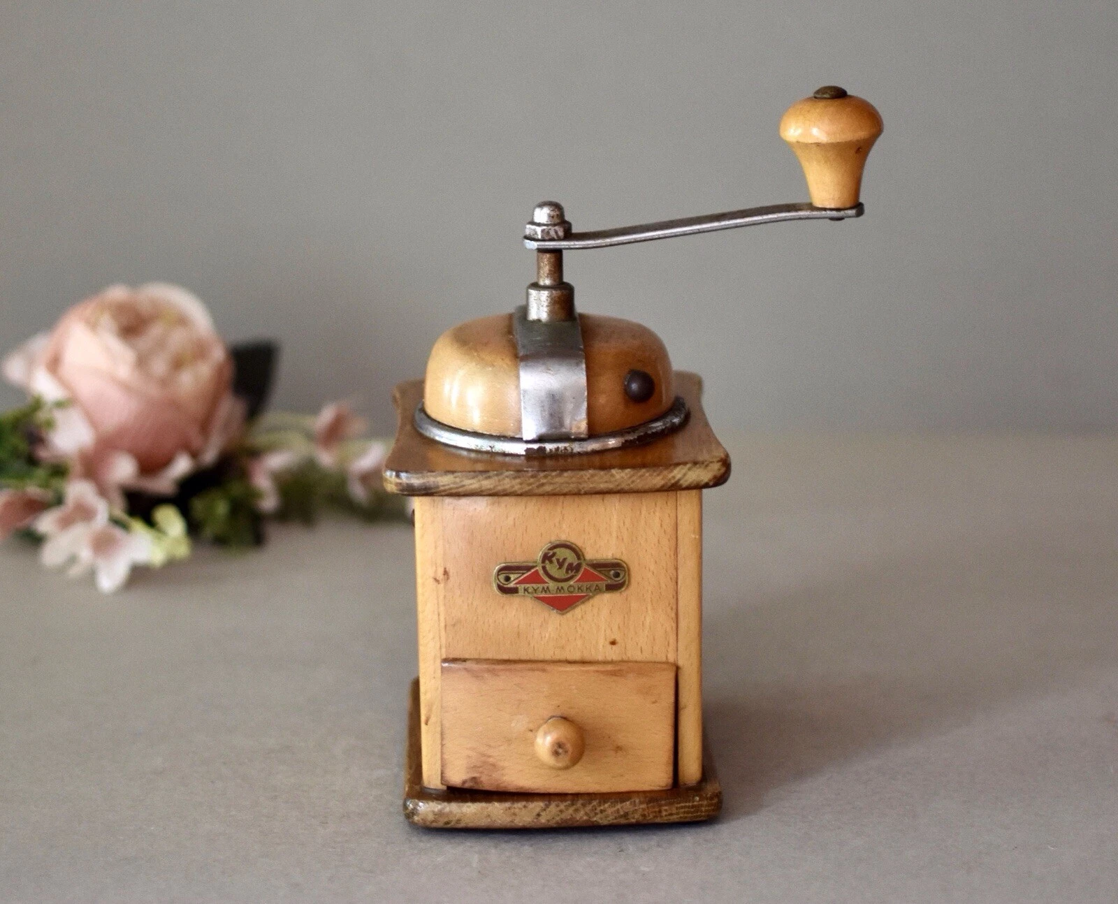 Vintage Kym Mokka Wooden Coffee Grinder Spices Mill Home Decor Rustic Decor