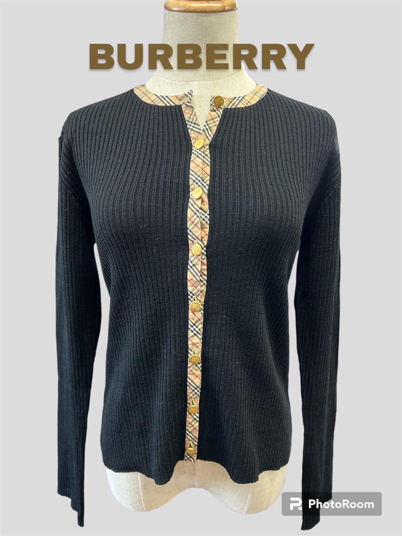 Burberry Cashmere Blend Knit Sweater Women's Size M Engraved Button Old Tag
