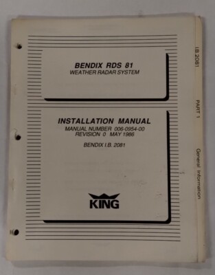 Bendix RDS 81 Weather Radar System Installation Manual-Original
