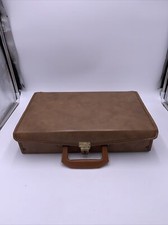 Service Mfg. Co. 24 Cassette Case Holder Briefcase Suitcase Tan Faux Leather