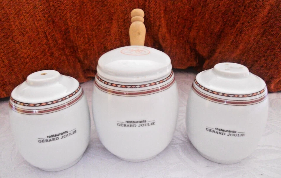 PILLIVUYT moutardier salière poivrier PORCELAINE restaurant gérard joulie - Photo 1/4