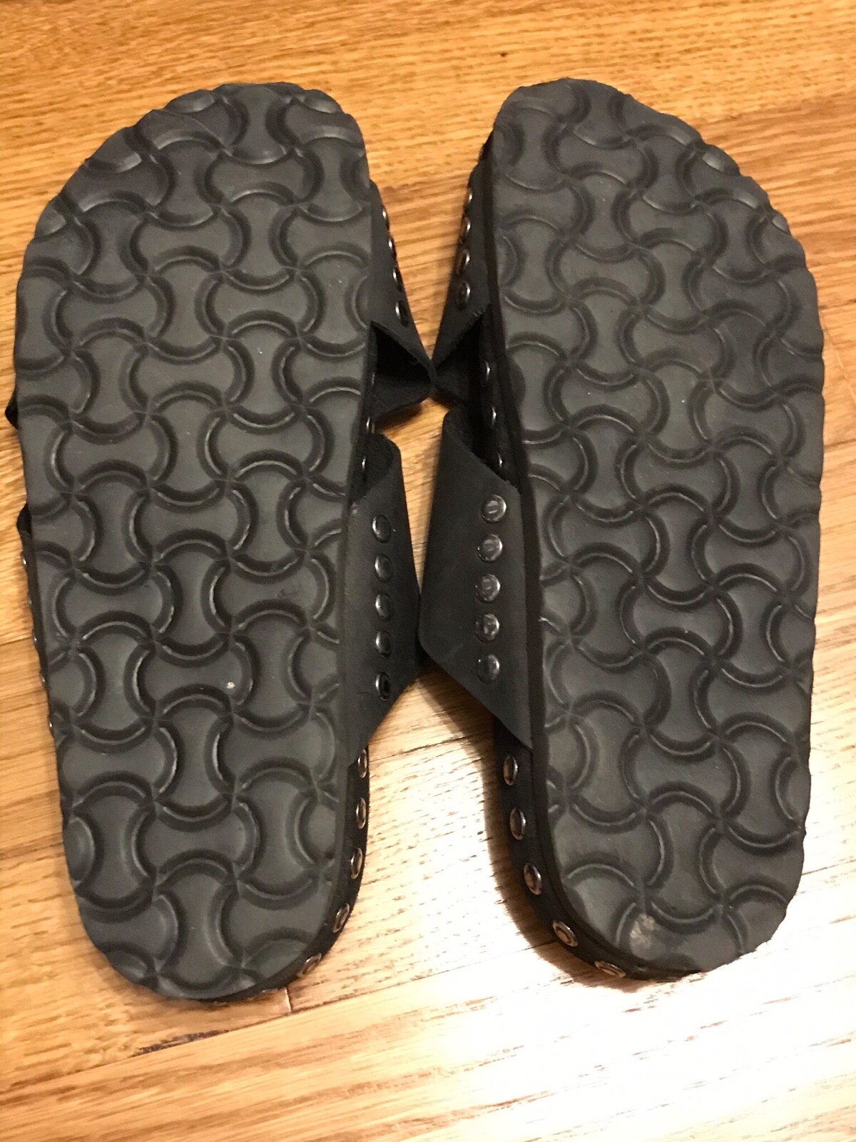 Free People Black Studded Beltway Footbed Leather Sandals EUR 37 (with